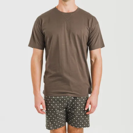 Pijama curto algodão homem Cachemir petróleo