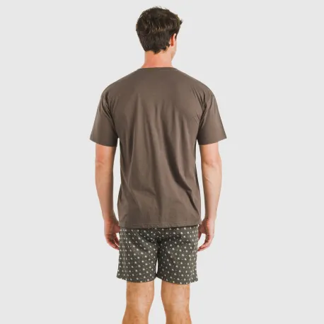 Pijama curto algodão homem Cachemir petróleo