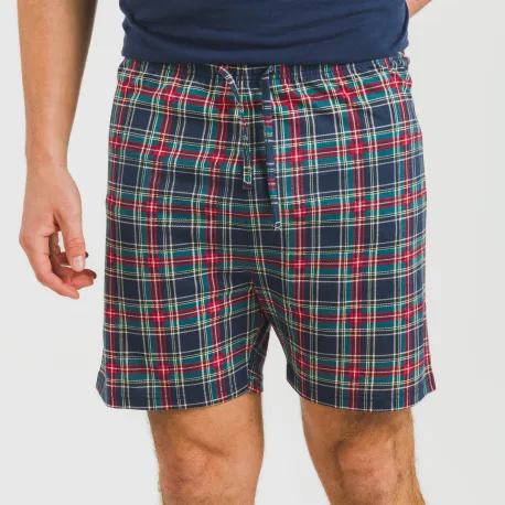 Pijama curto algodão homem Cuadro Cefiro azul