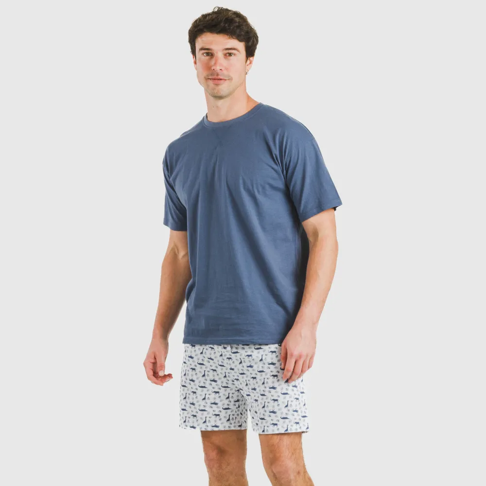 Pijama curto algodão homem Saachi azul