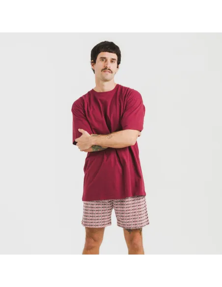 Pijama curto algodão homem Jannat bordeaux