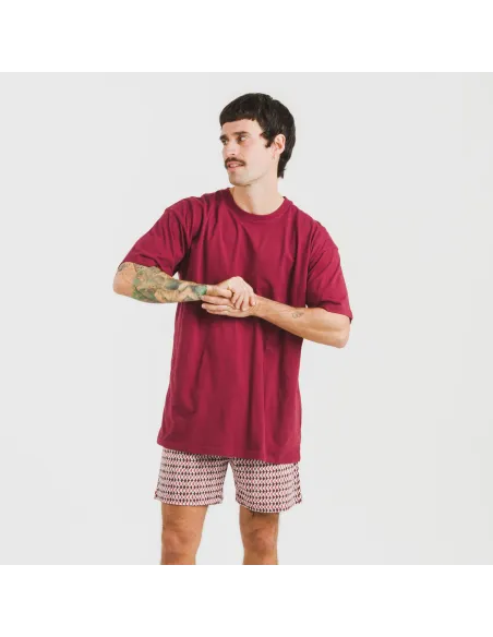 Pijama curto algodão homem Jannat bordeaux