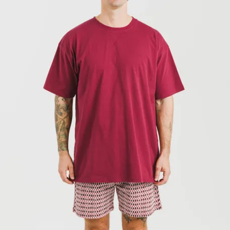 Pijama curto algodão homem Jannat bordeaux