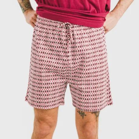 Pijama curto algodão homem Jannat bordeaux