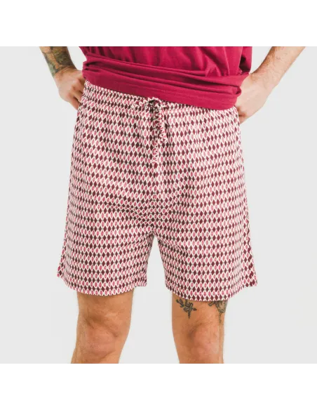 Pijama curto algodão homem Jannat bordeaux