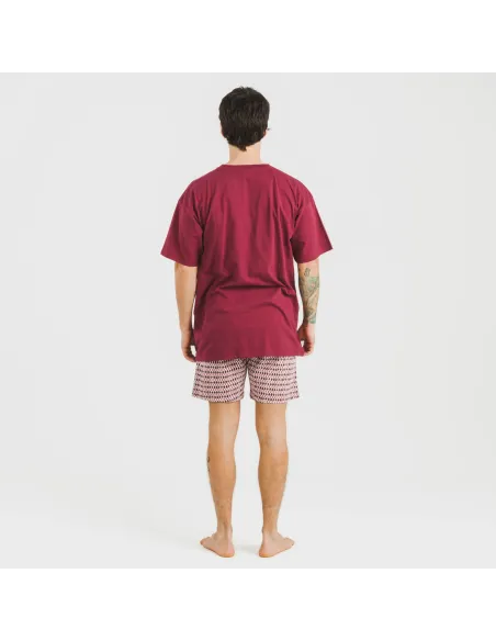 Pijama curto algodão homem Jannat bordeaux