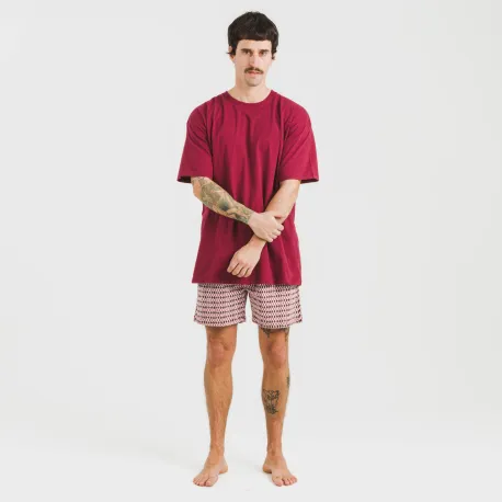 Pijama curto algodão homem Jannat bordeaux