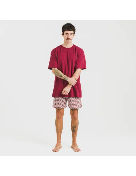 Pijama curto algodão homem Jannat bordeaux