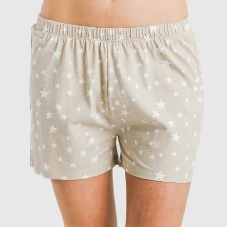 Pijama curto manga fluída algodão mulher Estrellita arena