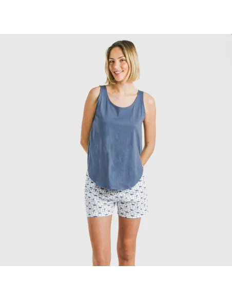 Pijama curto algodão Saachi azul