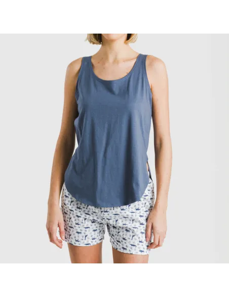 Pijama curto algodão Saachi azul