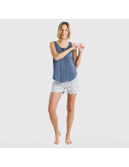 Pijama curto algodão Saachi azul