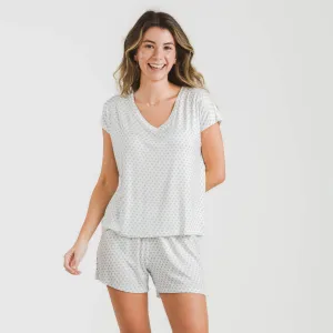 Pijama curto manga fluída viscosa mulher Verso azul indigo