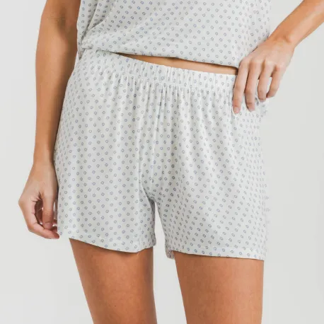 Pijama curto manga fluída viscosa mulher Verso azul indigo