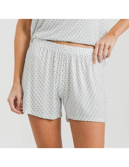 Pijama curto manga fluída viscosa mulher Verso azul indigo Pijama curto manga fluída viscosa mulher Verso azul indigo
