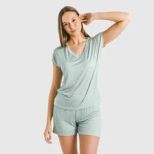 Pijama curto manga fluída viscosa mulher Walia água marinha