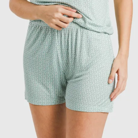 Pijama curto manga fluída viscosa mulher Walia água marinha