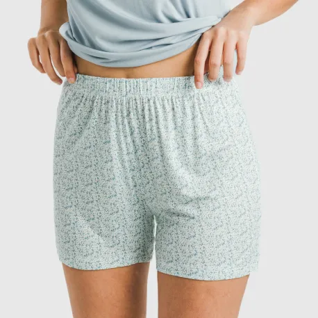 Pijama curto manga fluída viscosa mulher Cris azul celeste