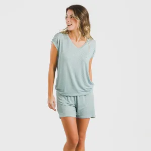 Pijama curto manga fluída viscosa mulher Susanita água marinha 2