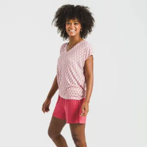 Pijama curto manga fluída viscosa mulher Serbia marsala 2