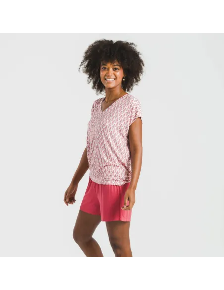 Pijama curto manga fluída viscosa mulher Serbia marsala Pijama curto manga fluída viscosa mulher Serbia marsala