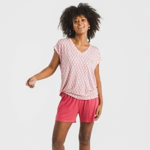 Pijama curto manga fluída viscosa mulher Serbia marsala