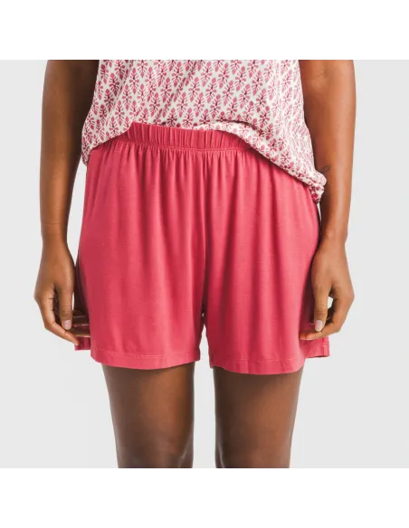 Pijama curto manga fluída viscosa mulher Serbia marsala Pijama curto manga fluída viscosa mulher Serbia marsala
