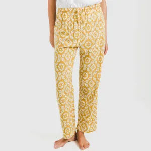 Calças viscosa Eugenia ocre