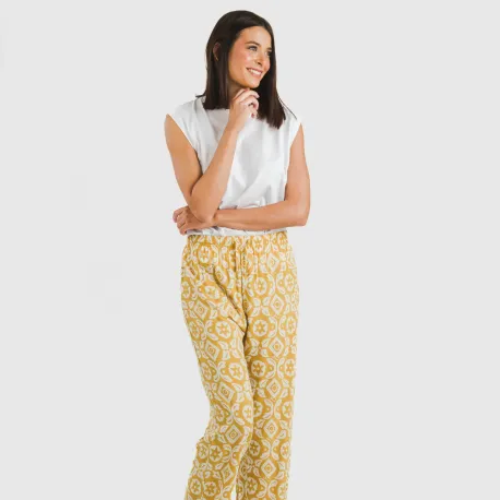 Calças viscosa Eugenia ocre