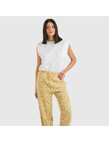 Calças viscosa Eugenia ocre