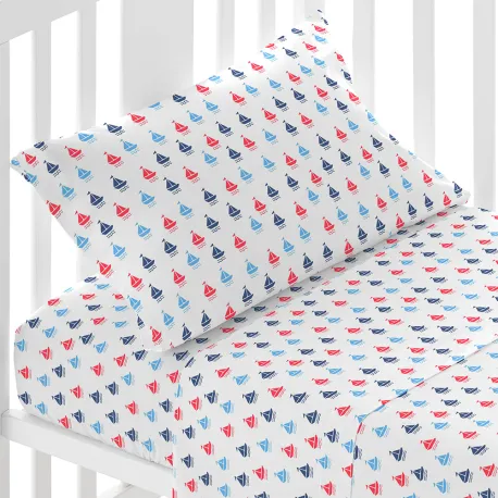 Jogo de lençóis algodão Hawat azul cama bebé