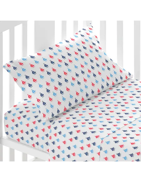 Jogo de lençóis algodão Hawat azul cama bebé Jogo de lençóis algodão Hawat azul cama bebé