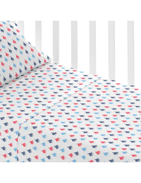 Jogo de lençóis algodão Hawat azul cama bebé Jogo de lençóis algodão Hawat azul cama bebé