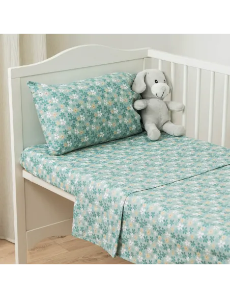 Jogo de lençóis algodão Martinuca água marinha cama bebé