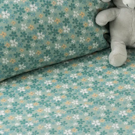 Jogo de lençóis algodão Martinuca água marinha cama bebé