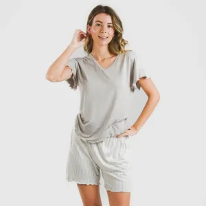 Pijama curto mulher manga fluída soft Raya Kodac cinza