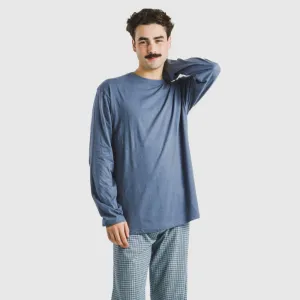 Pijama algodão homem Cuadro Kike azul