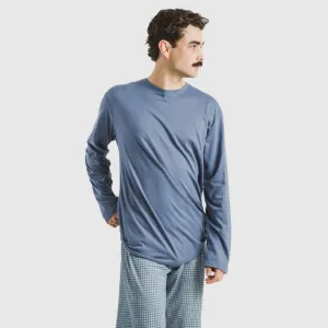 Pijama algodão homem Cuadro Kike azul 2