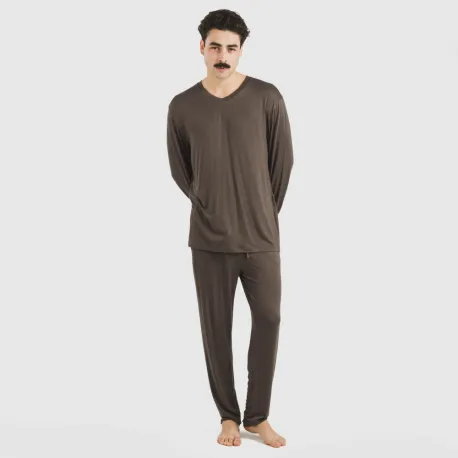 Pijama comprido viscosa homem liso