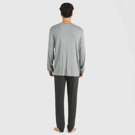Pijama comprido viscosa homem liso