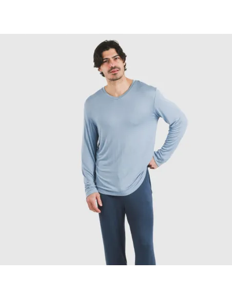 Pijama comprido viscosa homem liso Pijama comprido viscosa homem liso