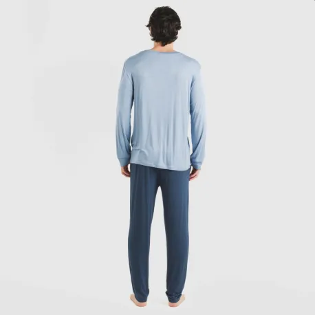 Pijama comprido viscosa homem liso