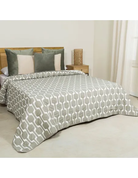 Colcha duplo tecido jacquard Sunnies verde seco