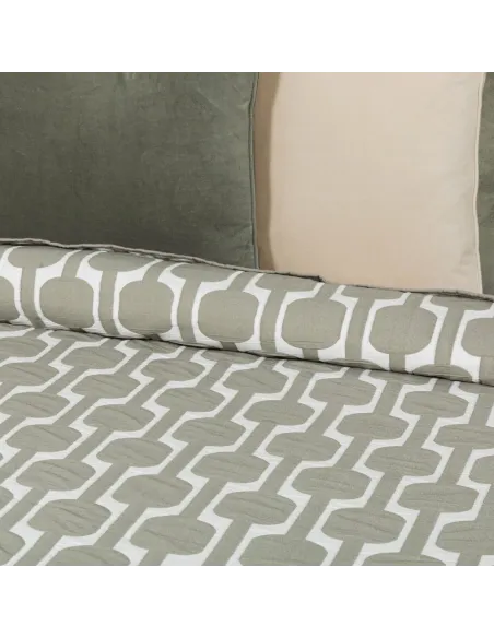 Colcha duplo tecido jacquard Sunnies verde seco