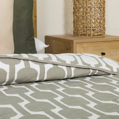 Colcha duplo tecido jacquard Sunnies verde seco