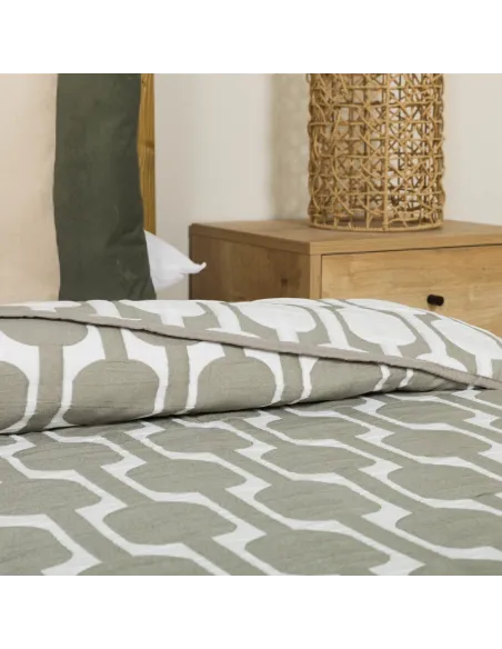 Colcha duplo tecido jacquard Sunnies verde seco