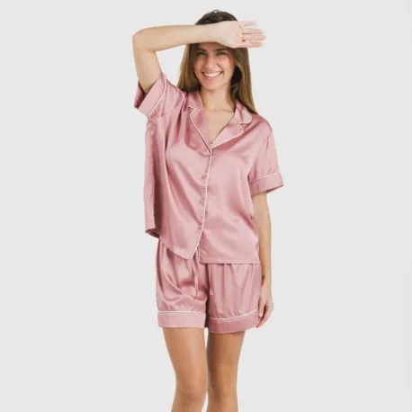 Pijama curto de manga curta Saten Friday liso