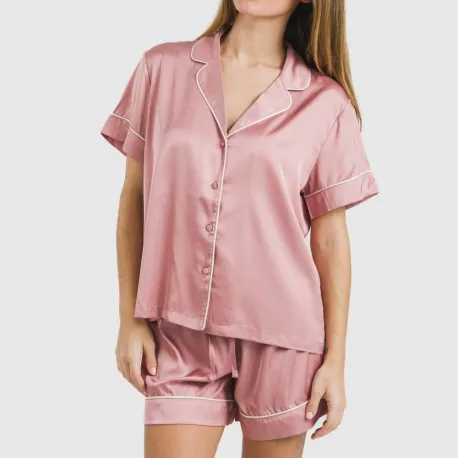Pijama curto de manga curta Saten Friday liso