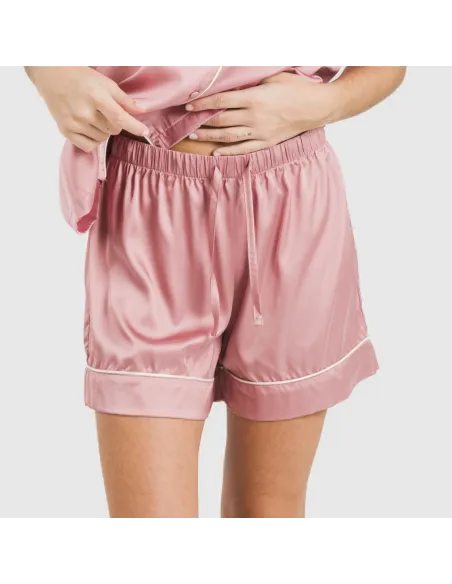 Pijama curto de manga curta Saten Friday liso Pijama curto de manga curta Saten Friday liso