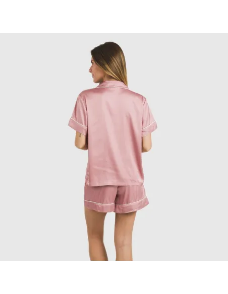 Pijama curto de manga curta Saten Friday liso Pijama curto de manga curta Saten Friday liso